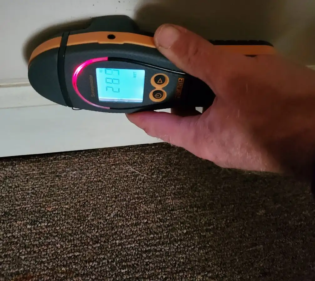 Moisture detection at baseboard during Burst Pipe Cleanup in Weatherford